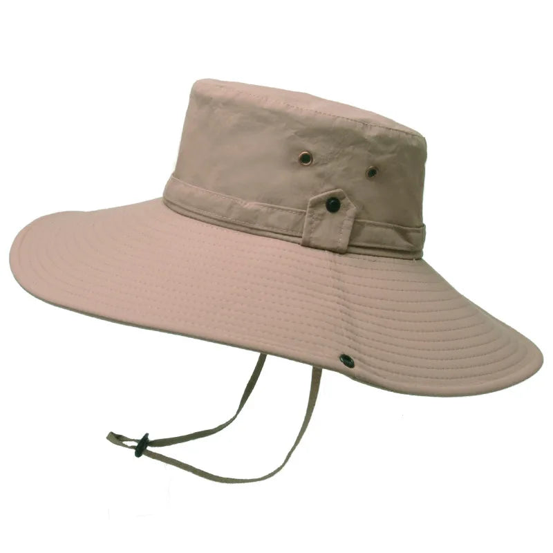 Men's Waterproof Fabric Mountaineering Hat Male Anti-UV Sun Hats Outdoor Fishing Cap Wide Brim Caps Bucket Hat Boonie Hat Gorros