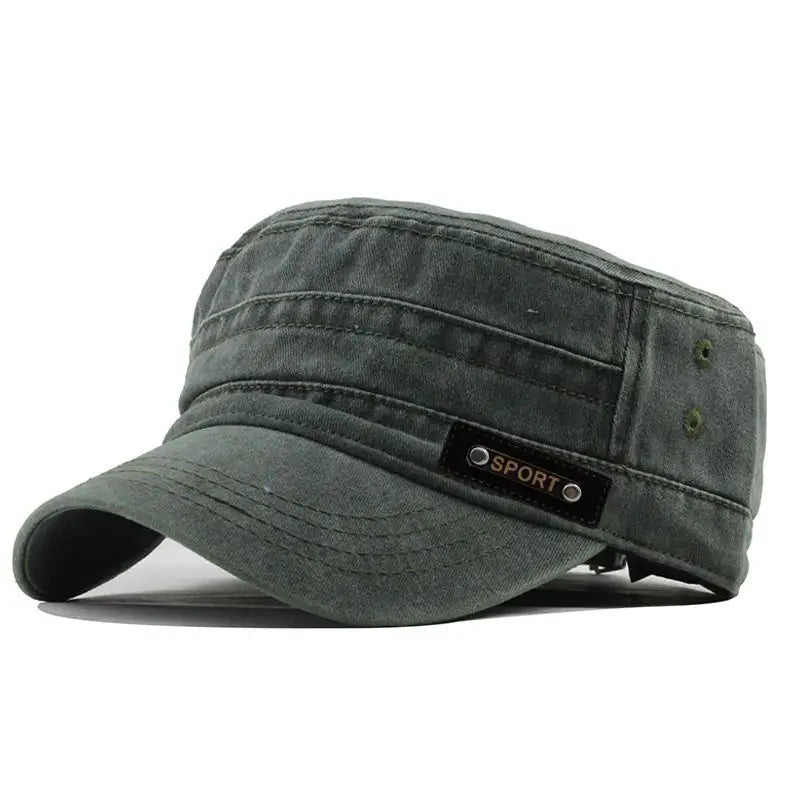 Primavera verano y otoño para hombre nuevo algodón lavable plano a prueba de sol, gorra militar