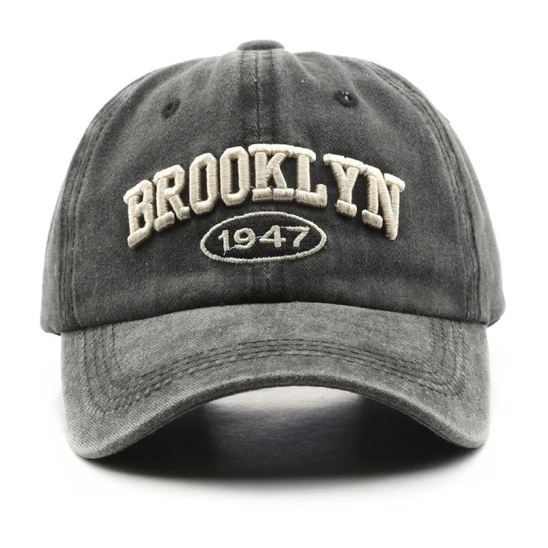 Retro Brooklyn Letter Embroidery Baseball Caps Spring Summer Men Women Cotton Justerbar Casual Hat Hip Hop Streetwear Sun Hats