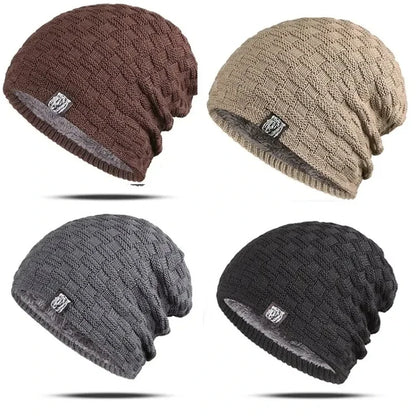 Winter Warm Hat Unisex Outdoor New Wool Knitted Beanies Casual Cotton Hats Cap Winter Padded Warm Outdoor Hat for Men Women