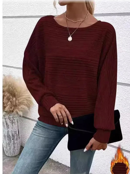 Autumn/Winter New Comfortable Casual Solid Color Sweaters Long Sleeve Round Collar Splicing Head Pullover 2024 Loose Female Tops