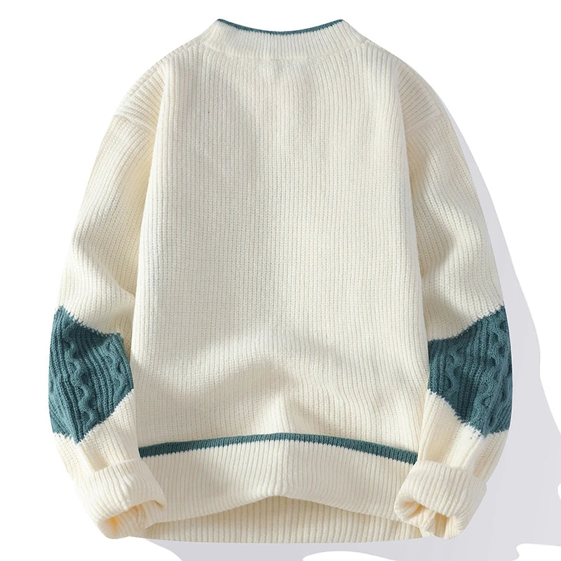 Masque en tricot en tricot en tricot Patchwork Patchwork Tricote Trifting Pulls Men Automne Hiver Daily Casual Warm Pullaters Prilleurs