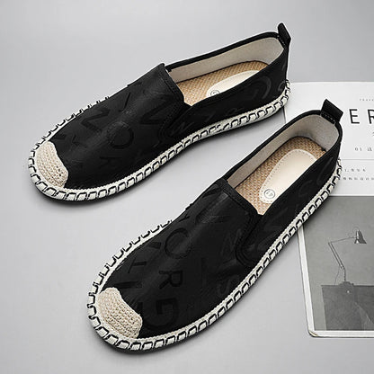 2025 Hot Men Loafers Fashion Embroidered Flat Shoes Moccasin Men Summer Casual Slip On Shoes Men Comfort Canvas Footwear Male