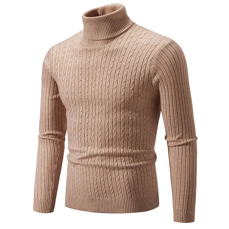 Suéter de cuello alto para hombres sólidos de color sólido