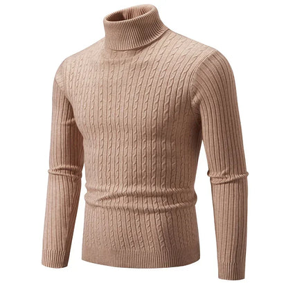 Suéter de cuello alto para hombres sólidos de color sólido
