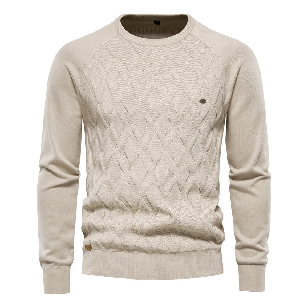 Aiopeson Argyle Basic Men Bullers Color Couleur O Neck à manches longues Male Plafonnée Male Male de mode Hiver Nouveaux pulls chauds pour les hommes