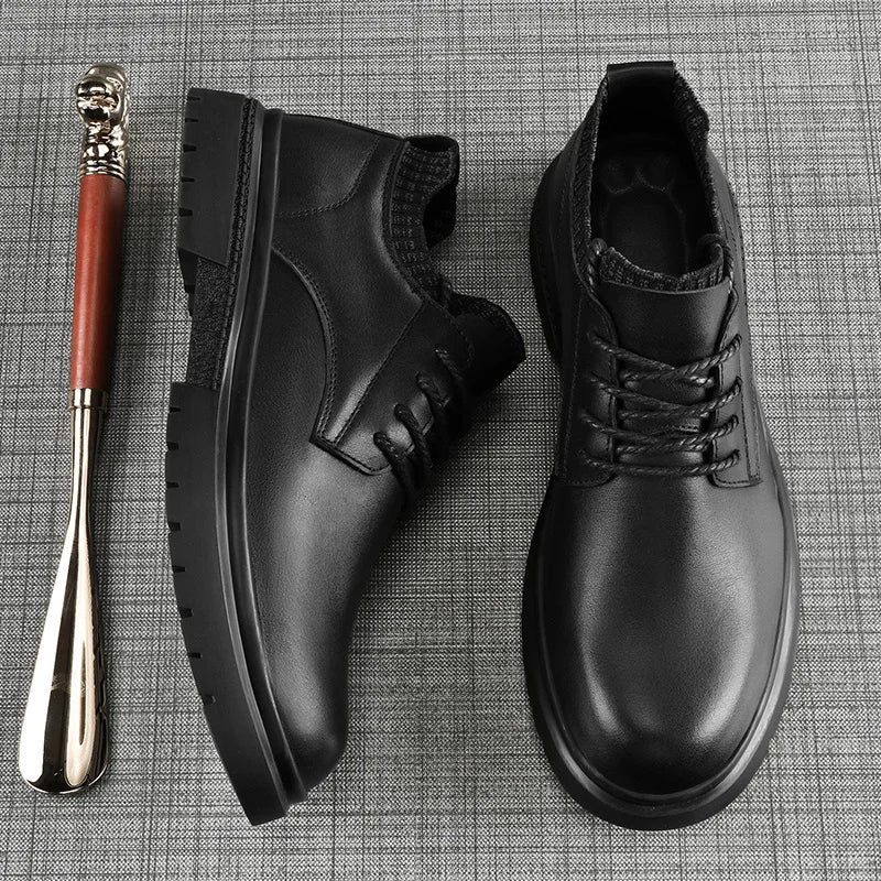 Luxury-style Men's Genuine Leather Casual Shoes Soft Sole Lace-up Oxford Shoes Stylish Formal Dress Footwear Male Business Shoes