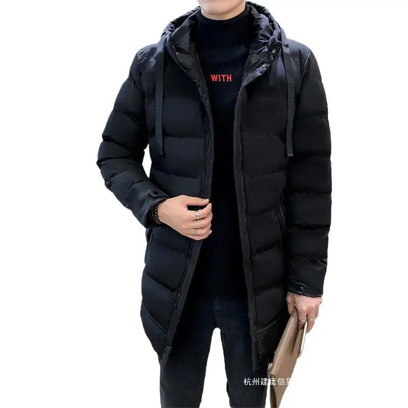 Thicken Warm Men Long Parka Fashion Brand Casual Winter Windbreaker Jacket with Hood Coats Fashion Clothing for Men All-match