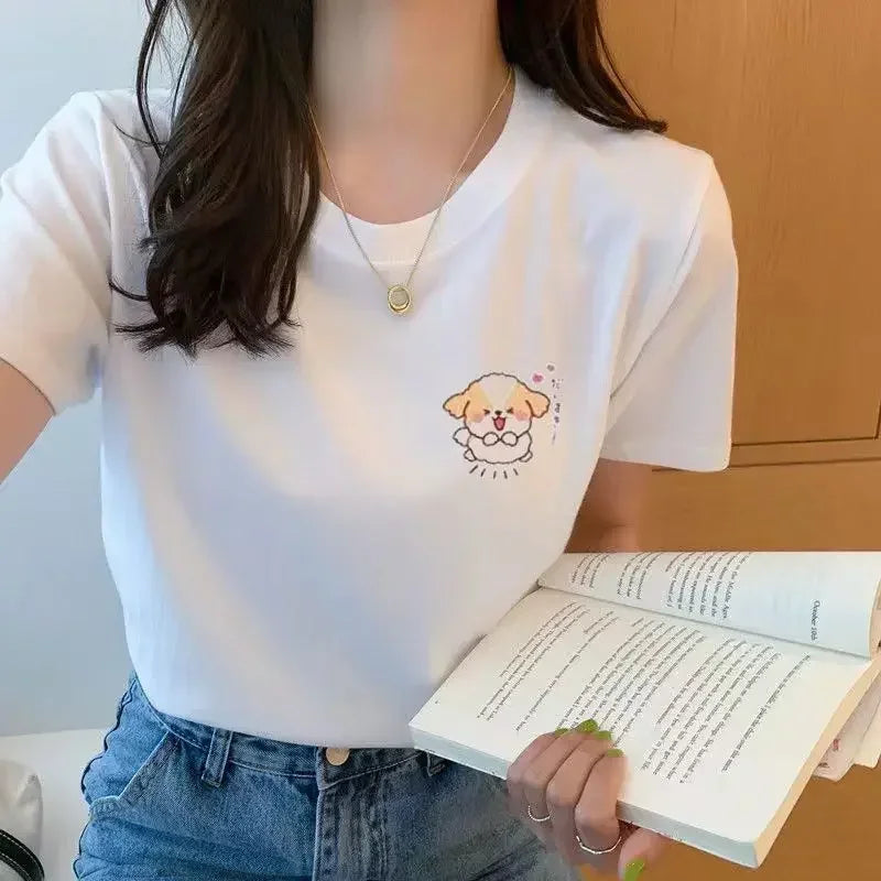 Summer White T-shirt Female Short-sleeved Student Ulzzang Versatile Loose Half-sleeve T-shirt Harajuku BF Top Trend