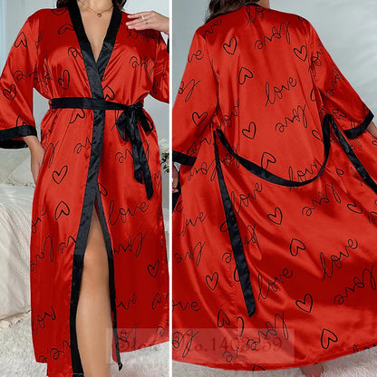 Plus -koko 5xl Nainen pitkä viitta yöpukuinen seksikäs leopardi kimono kylpytakki puku lounge pukeutuvat kevään kesäsatiini -yöasuihin