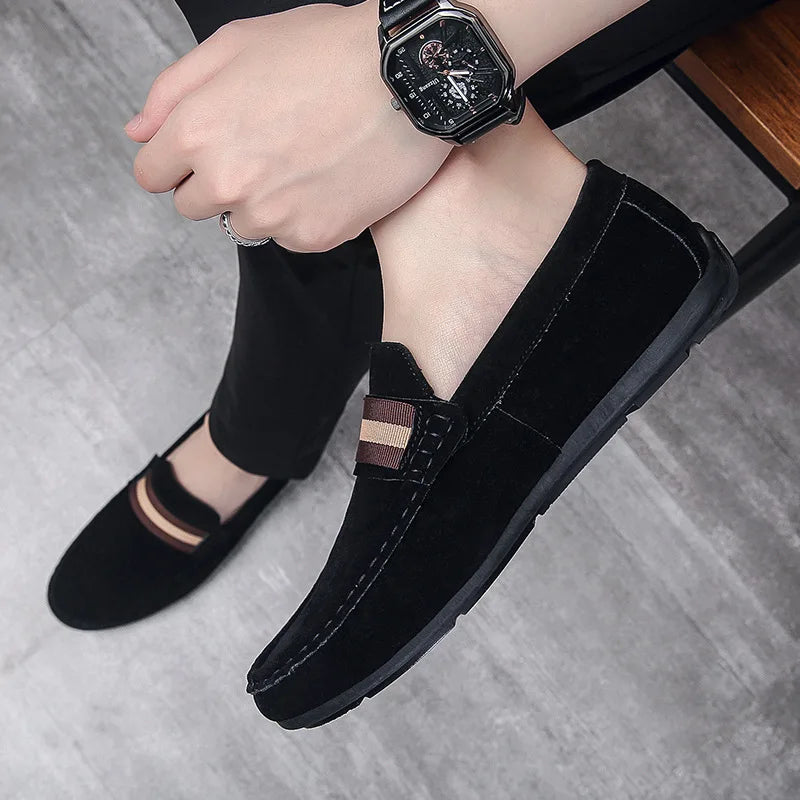 Forår mænds afslappede sko ruskind loafers til mænd moccasins af høj kvalitet fladder mandlige vandresko komfortable mænds køresko