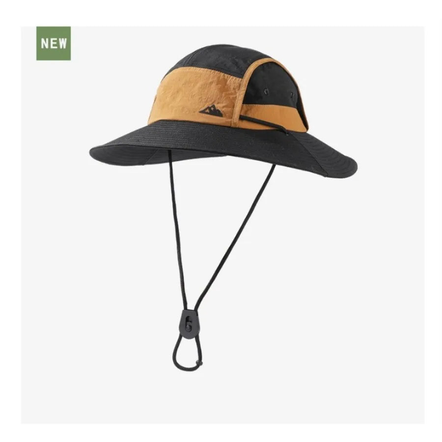 Big Brim Color Blocking Outdoor Sunscreen Mountaineering Cap  Waterproof Fisherman's Hat Men's Riding UV Sun Hat Camping