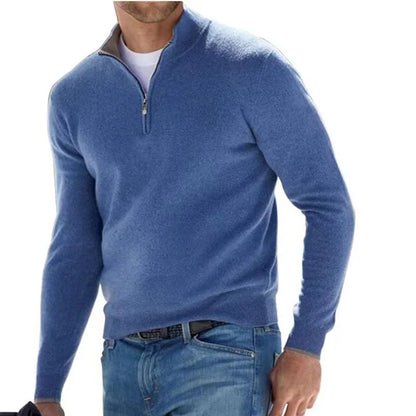 Autumn Men Half Zipper Pullover de manga comprida Jaquetas de gola alta