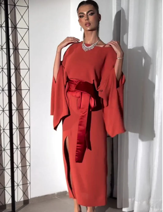 Customized Formal Jersey Pleat Sash Straight Scoop Neck Midi Dresses Homecoming  Sexy Sparkle Sizes Available Intricate Matching