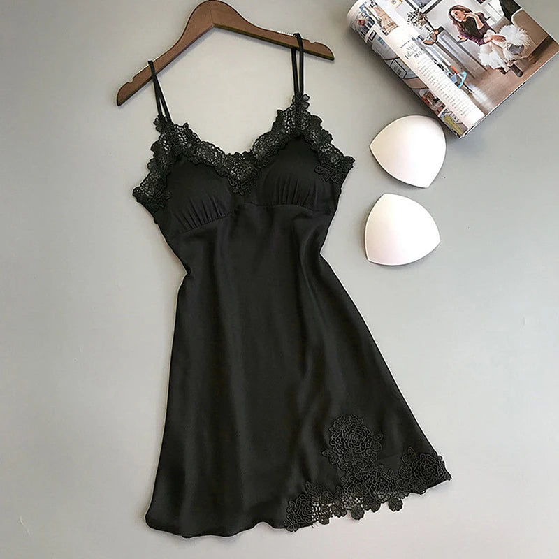 Pajamas sexy da donna da notte da camicie da camicino da donna in seta da donna primavera e estate in seta sottili Halter Halter Service Notte Abiti da notte