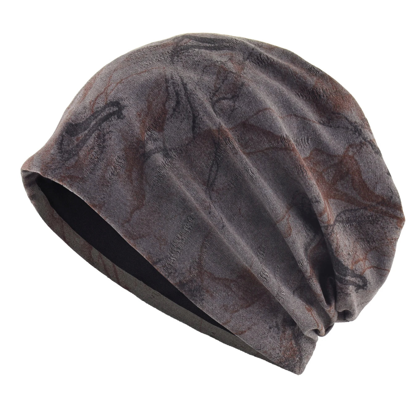 Unisex Chinese-Style Marbled Print Beanie Hat Men Women Loose Style Slouchy Bonntet Cap Spring Autumn Outdoor Casual Sport Hats