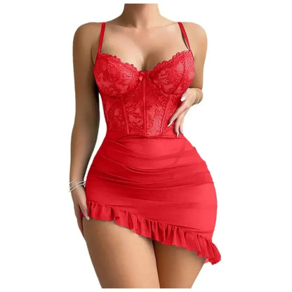 Conjunto erótico erótico transparente de lingerie de fada Sexy Fairy Women através de lace Nightdress pijamas sets delicados sexy noturnos sexy
