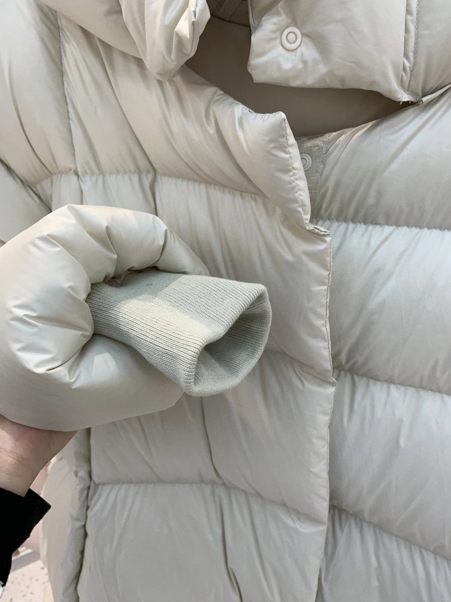 Women's Winter New High-end Luxury White Duck Down Long Casual Loose Down Jacket Coat Comfortable Warm Puffer Jacket Women Trend