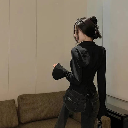 Gidyq Mode Frauen Verband Hemden Korean passen straße streetwear weibliche bluse frühling lässige weiße glockenhemd Hemd neu