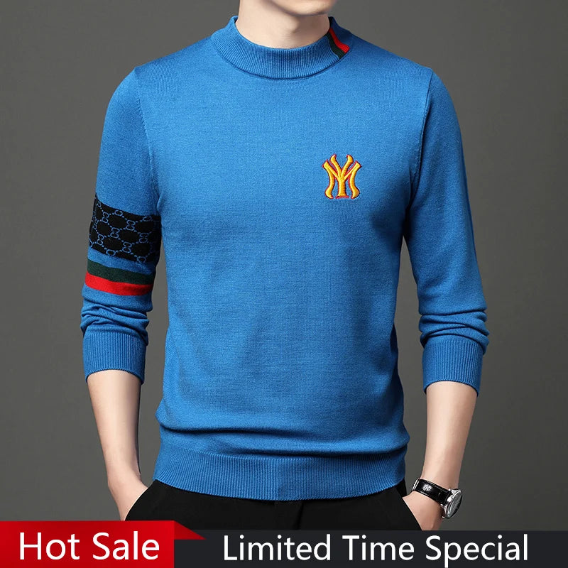 Mode ny 2023 Autumn Winter Casual broderi stickade tröjor tröjor designer o-hals varm jumper män kläder ropa hombre