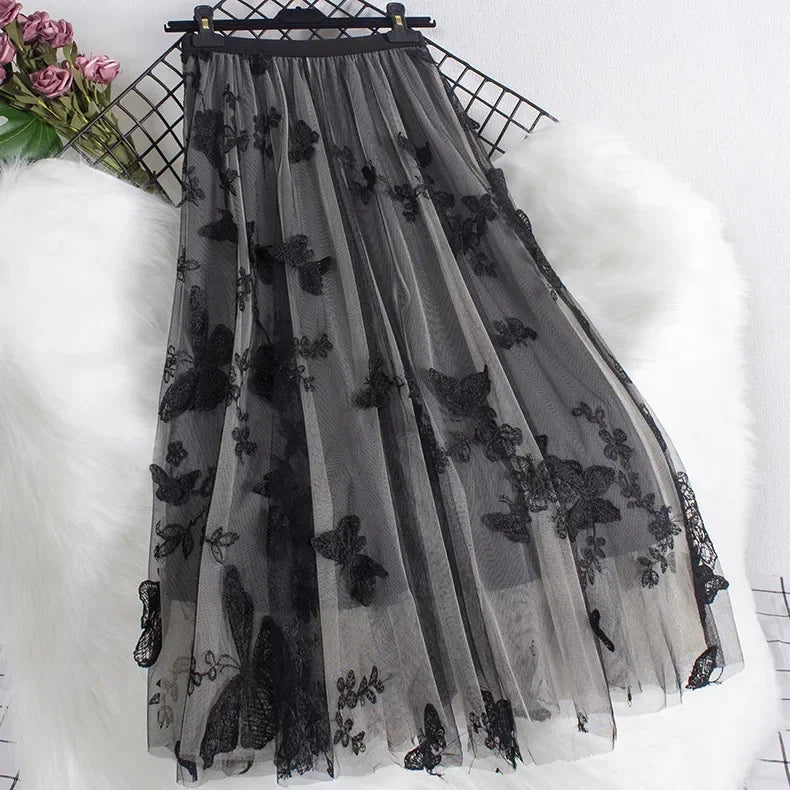 Woman Clothing Casual Elegant Summer Embroidery Streetwear Party Y2k Skirt Fashion Clothes Vintage Long Skirt Ethnic Style