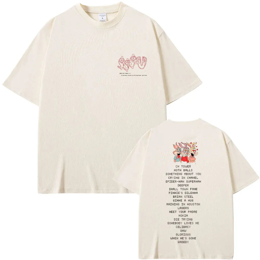 Drake und PartyNextdoor ein Sexlied 4 u 2025 T-Shirt Männer Frauen Harajuku O-Neck Sommer Freizeit-T-Shirt-Baumwolltops Kleidung Tee