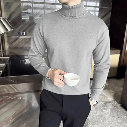 Moda coreana Otoño Invierno Sweaters Hombres Párricos Fleece Turtleneck Sweats Camisetas de fondo tibio