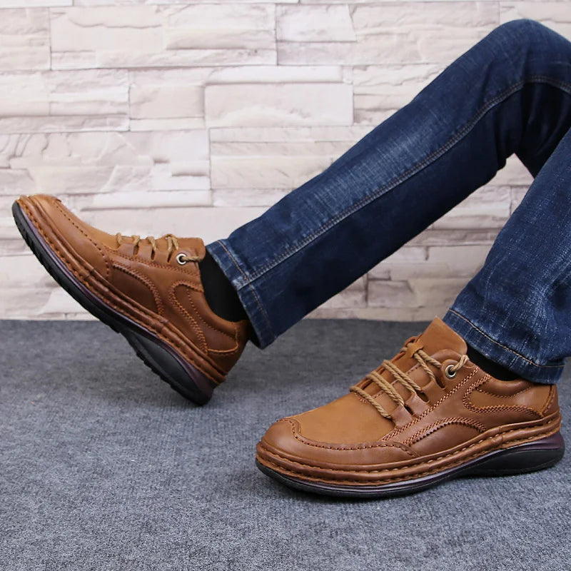 Menn ekte skinnsko forretningsformelle sko 100% koselige puste sneaker fjelltursko 2019 nye skinns joggesko