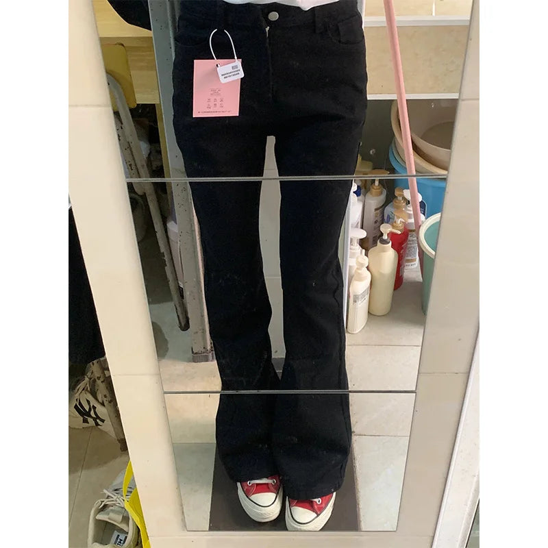 Bla Fce Lined High Waist Denim Jeans Women's Autumn Winter New Sle American Sle Slimming Small Size  Hoof Pants