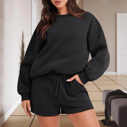 Winter Two Piece Set Women Tracksuit Overdimensionerad kostym 2023 Autumn Shorts Suits Female Sweatshirt Solid Sports Hoodie Sportwear