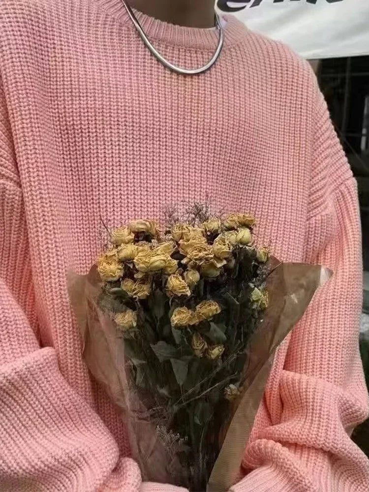 2025 Haust áhafnarháls Solid Color Pullover peysur fyrir karla frjálslegur y2k prjónað peysa High Street Fashion Jumpers Hombre