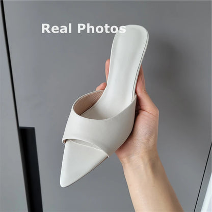 FEDONAS Women Genuine Leather High Heels Sandals Sexy Pointed Open Toe Party Wedding Summer Shoes Woman Soft Leather Prom Pumps