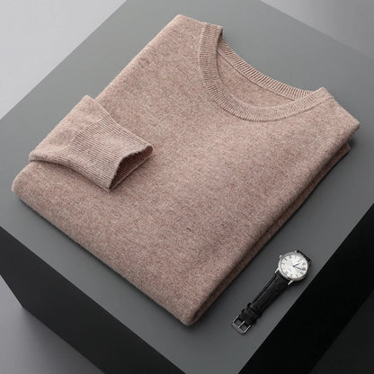 Mvlyflrt 100% puro suéter de lana merino para hombres tops de columna de cuello redondo otoño suéter de color sólido delgado versátil básico