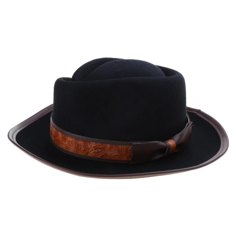 Wool Fedora Boater Hat with Bow Short Brim Hat for Women Photo Props Western Fedora for Women Unisex Wear