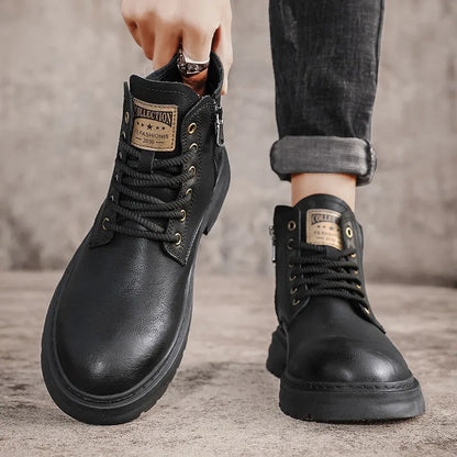 Winter Männerstiefel Trendy Herrenschuhe Britische Frachtstiefel im Freien im Freien vielseitige Freizeitschuhe Mann Schuhe Knöchelstiefel