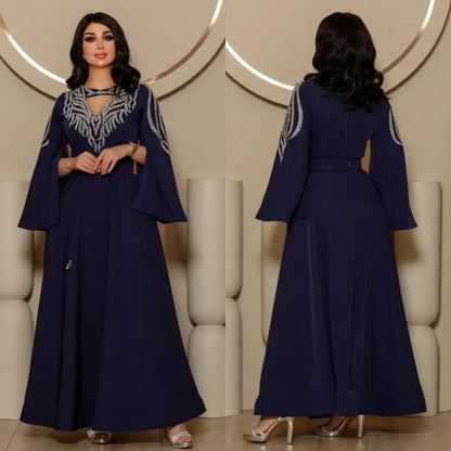 Customized Unisex Jersey Pleat A-line V-neck Midi Dresses Homecoming Dresses Chinese Style Formal Casual Simple Retro Fashion Cl