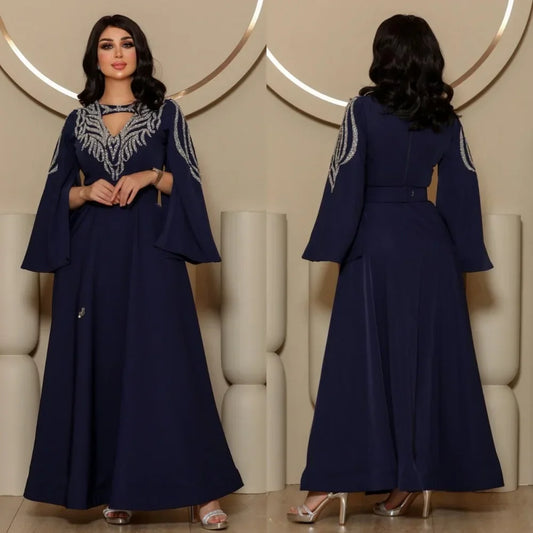 Customized Unisex Jersey Pleat A-line V-neck Midi Dresses Homecoming Dresses Chinese Style Formal Casual Simple Retro Fashion Cl