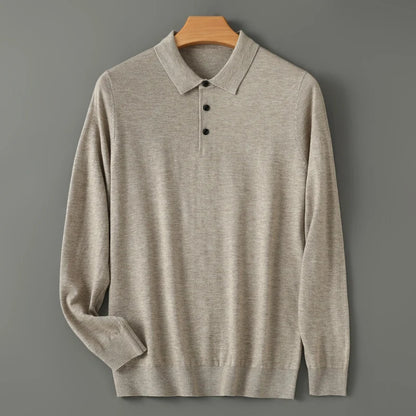 Mænds merino uld sweater polo krave pullover efterår vinter nye cashmere strikket afslappet løs mænds skjorter toppe varm blød