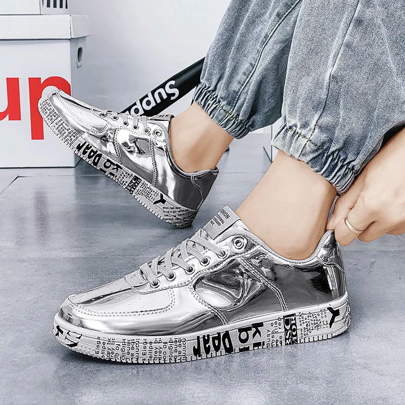 Noi adidași din aur pantofi de cuplu de lux casual sclipici de sclipici bărbați hip-hop streetwear skateboard pantofi bărbați designer de încălțăminte de design