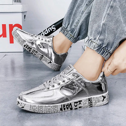 Noi adidași din aur pantofi de cuplu de lux casual sclipici de sclipici bărbați hip-hop streetwear skateboard pantofi bărbați designer de încălțăminte de design