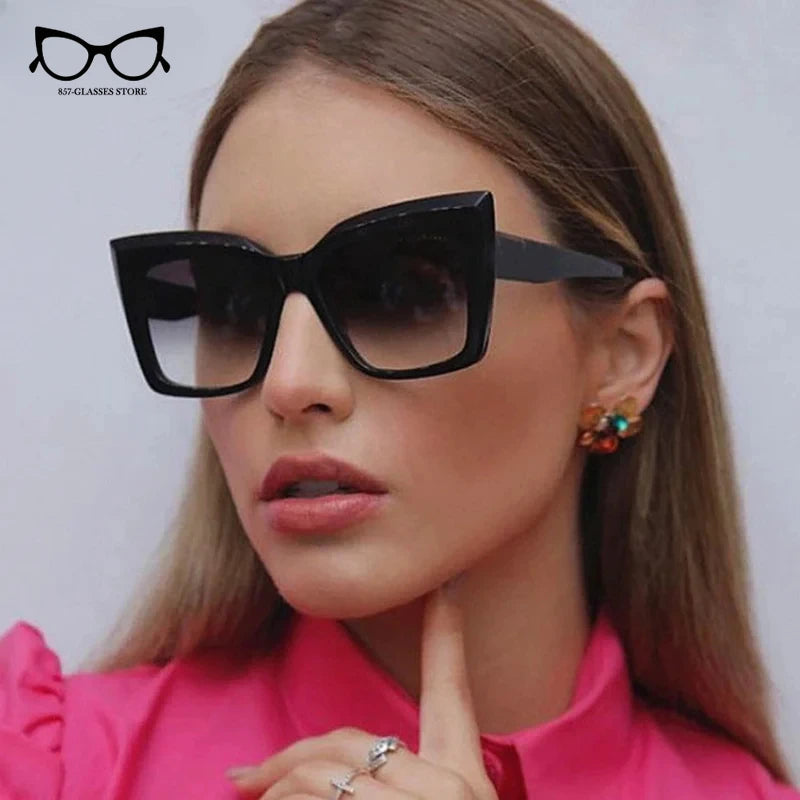 2024 New Vintage Fashion Women Shades Trending Men Gradient Sun Glasses Shades UV400 Glasses Oversized Cat Eye Sunglasses