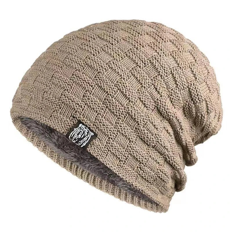 Winter Warm Hat Unisex Outdoor New Wool Knitted Beanies Casual Cotton Hats Cap Winter Padded Warm Outdoor Hat for Men Women