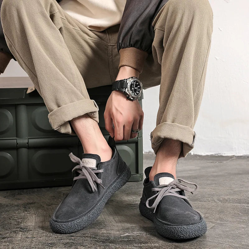 Mäns mocka äkta läder casual skor snörning män ljus bekväm körning lägenheter utomhus oxfords sko