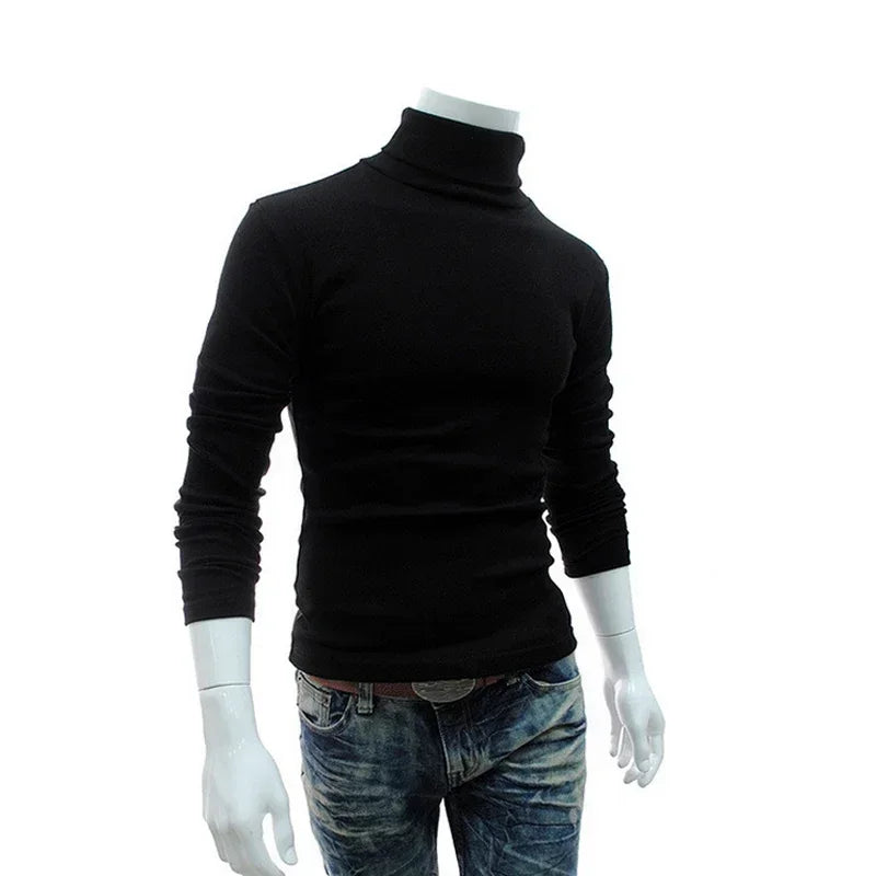 Frühling dünne Männer Rollkragenpullover schwarze Pullover Kleidung für Männer Baumwolle Harajuku gestrickt