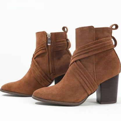 Ankle Boots for Women New Fashion Woman Autumn Pointed Toe High Heels Zipper Pumps Female Short Booties Zapatos De Mujer 2024
