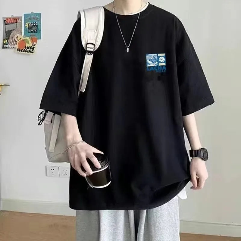 8xl korejska majica labave modne modne američke japanske majice s tiskanom fuji s mekim muškarcima svestrani dvostruki outfi
