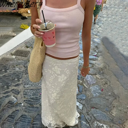 Wheremery elegante francés a-line malla falda larga mujeres mujeres alta cintura casual sexy primavera verano fiesta de noche nuevo maxi falda