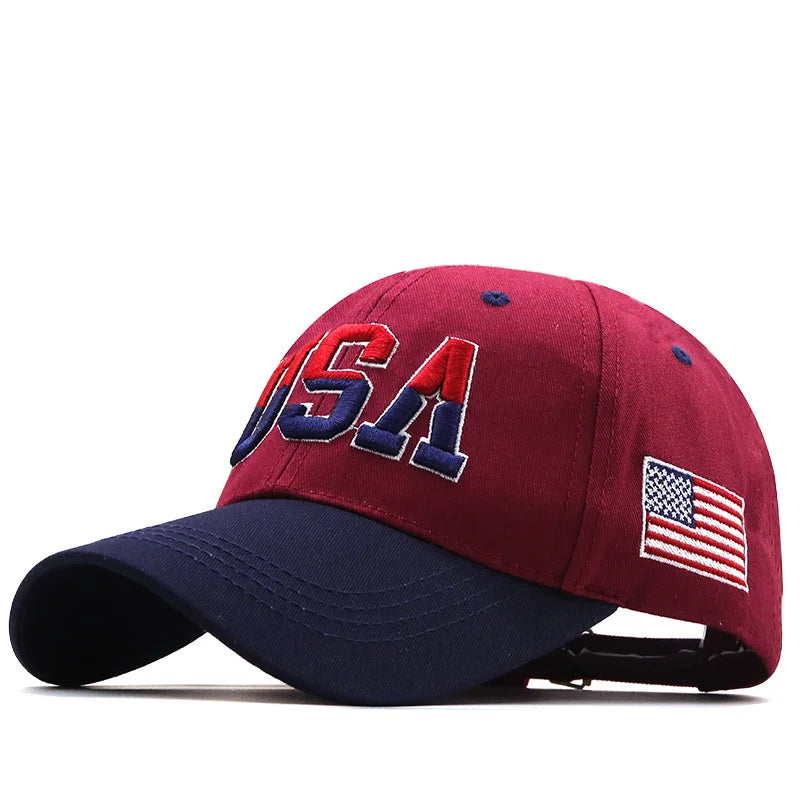 NUEVA marca de la bandera de EE. UU. Capilla de béisbol para hombres Mujeres algodón Snapback Hat unisex América Bordado Hip Hop Caps Gorras Pet