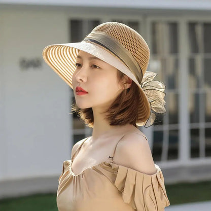 Uusi luonnollinen raffia hattu naiset Kesäkäsi kudottu olki gilrs Holiday Sun Hat leveä brim aurinko levyke Panama Travel Beach Hat