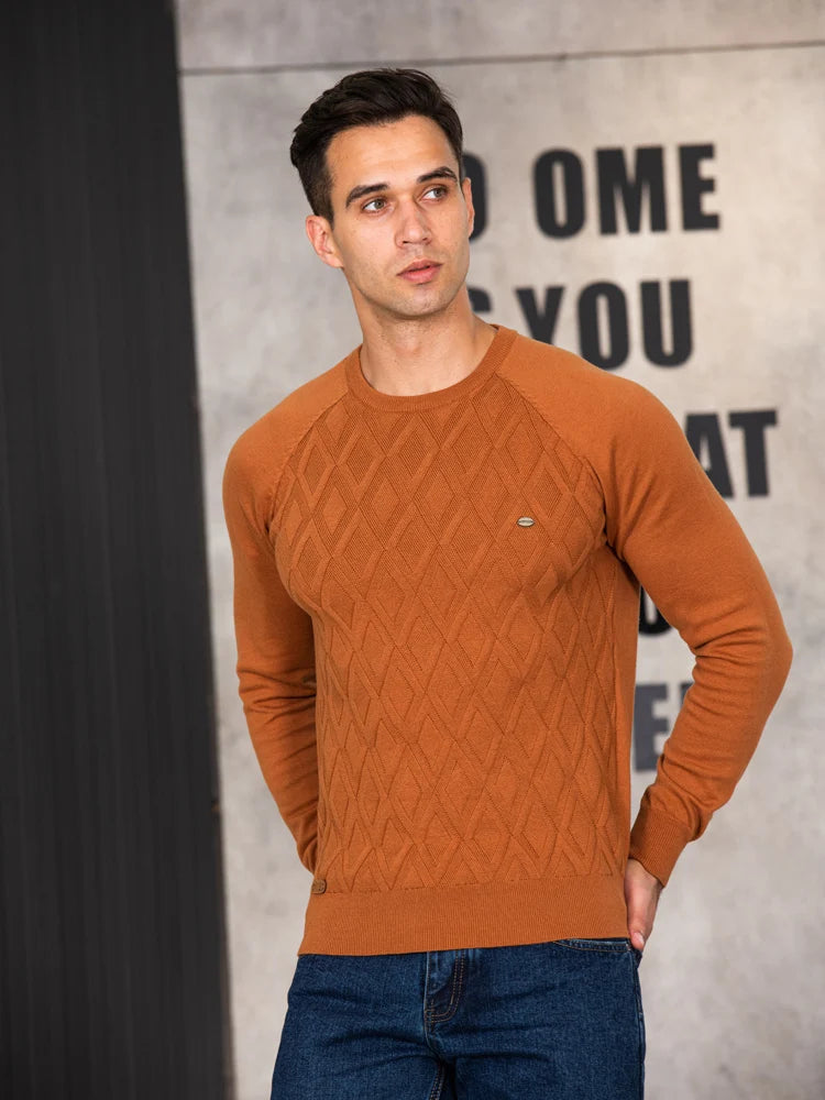 Aiopeson Argyle Basic Men Bullers Color Couleur O Neck à manches longues Male Plafonnée Male Male de mode Hiver Nouveaux pulls chauds pour les hommes